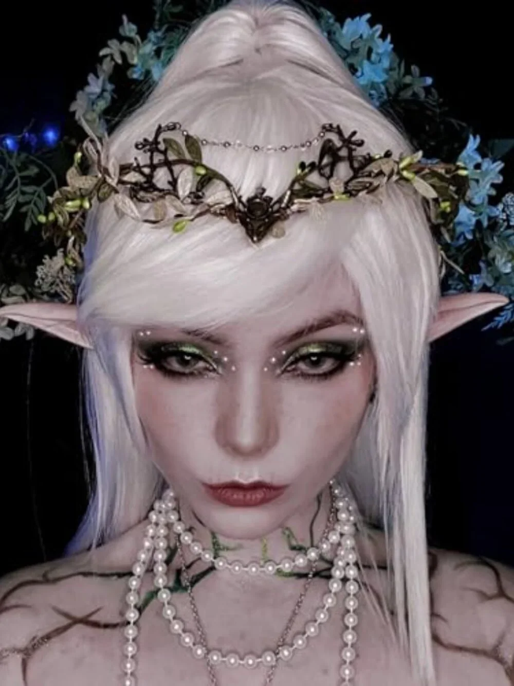 Handmade Forest Leaf Crown Elf Woodland Headpiece with Rhinestone Tassel for